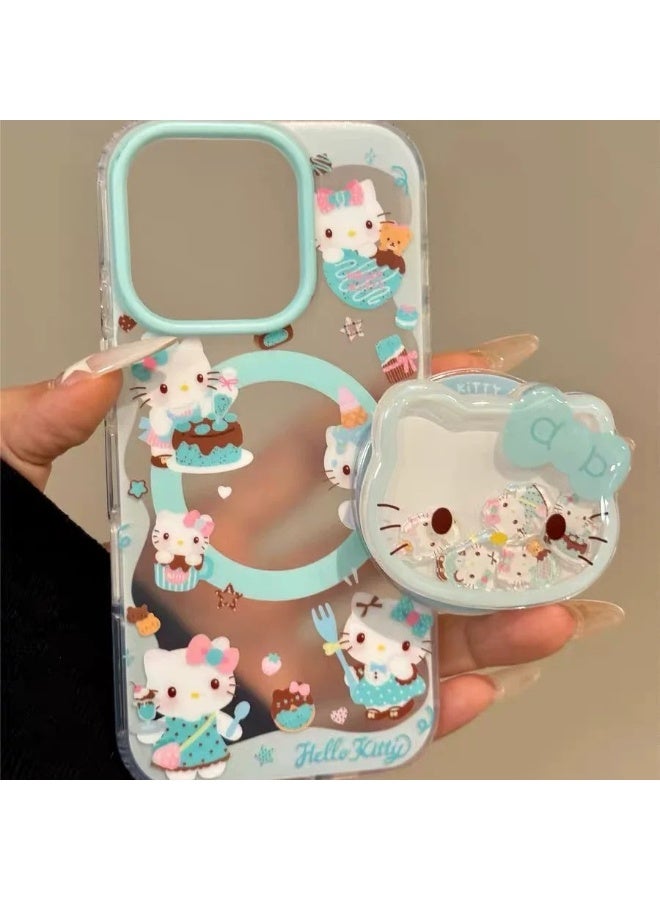 هالو كيتي اي فون 17 حالة مرحبا كيتي تحت عنوان غطاء واضح مع المنبثقة الوقوف لطيف ومريحة - Image 1