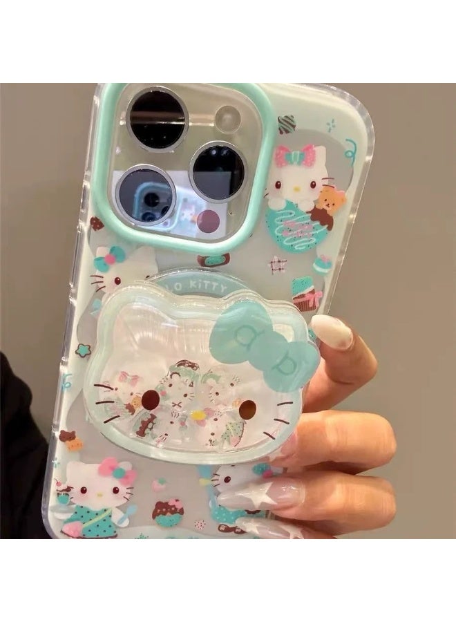 هالو كيتي اي فون 17 حالة مرحبا كيتي تحت عنوان غطاء واضح مع المنبثقة الوقوف لطيف ومريحة - Image 3