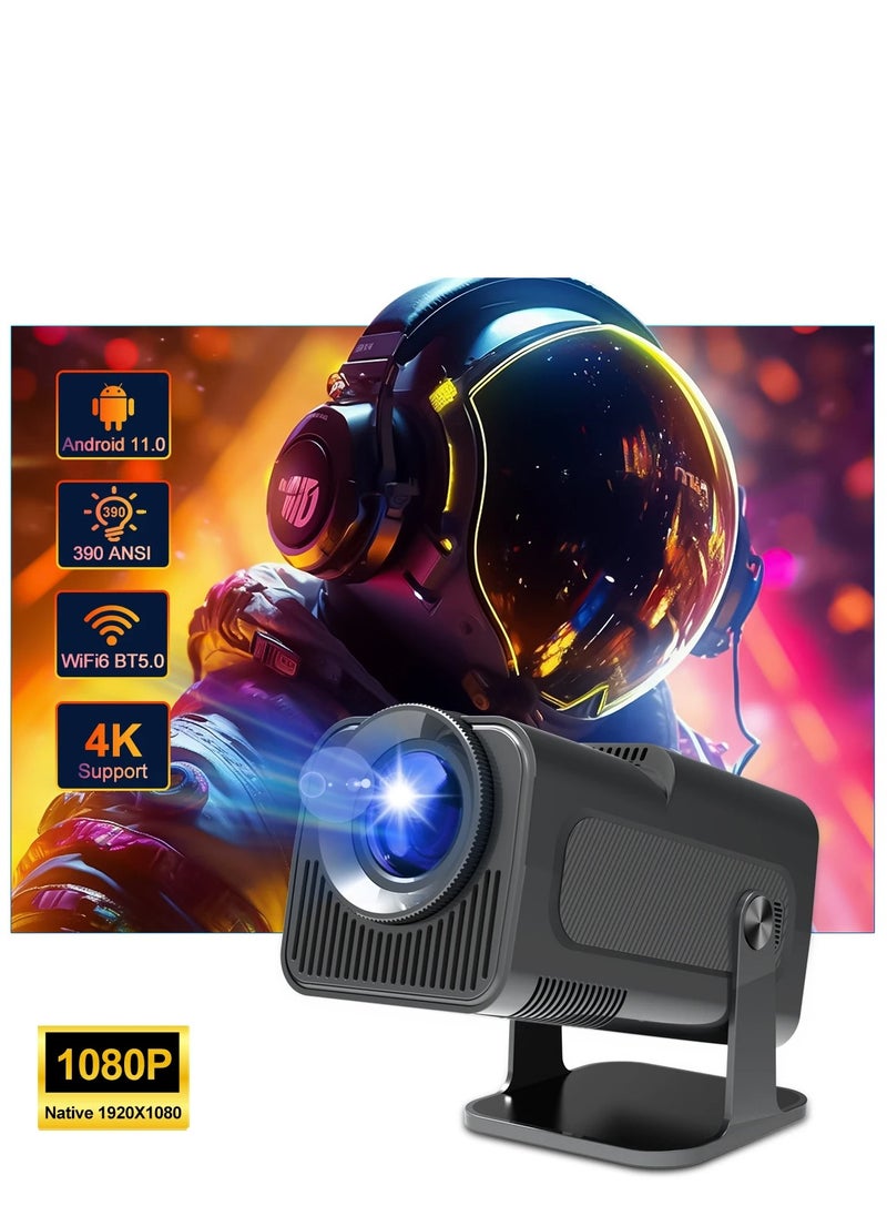 GULFLINK - HY320 Mini Portable Auto Keystone Projector, 4K FHD 1080P Smart Projector Support 10000 Lumens with WiFi 6, BT 5.0, 180 Degree Rotation, Built-in Android 11.0 - Image 1
