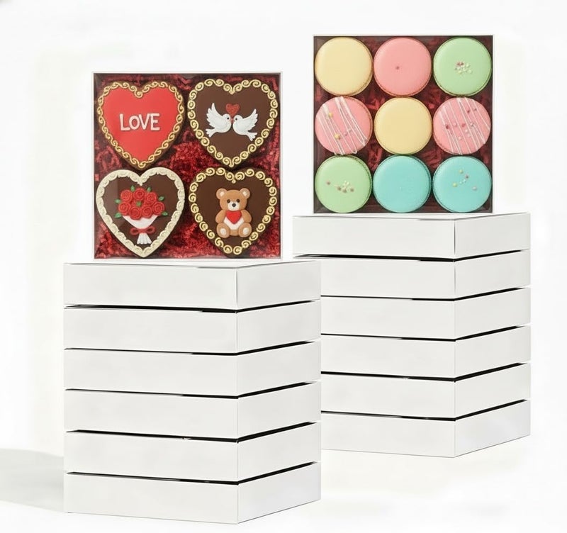 SLShePack 6x6x1.25Inches 50PCS Treat Boxes with Clear display lid for Cookies,Macaron,Cakesicle,Dount,Pastry,Chocolate Covered Ores or More - Image 1