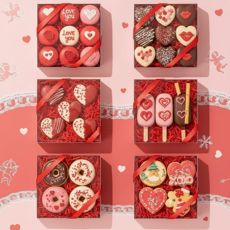 SLShePack 6x6x1.25Inches 50PCS Treat Boxes with Clear display lid for Cookies,Macaron,Cakesicle,Dount,Pastry,Chocolate Covered Ores or More - Image 5