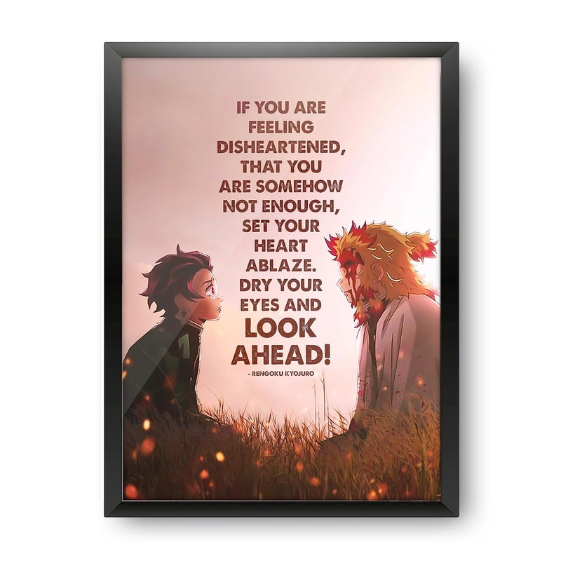 Epic Stuff Demon Slayer Design A4 Size Poster With Frame Best Gift For Demon Slayer FansBest Artifacts To Your Home DecorFor Anime Fandom Rengoku