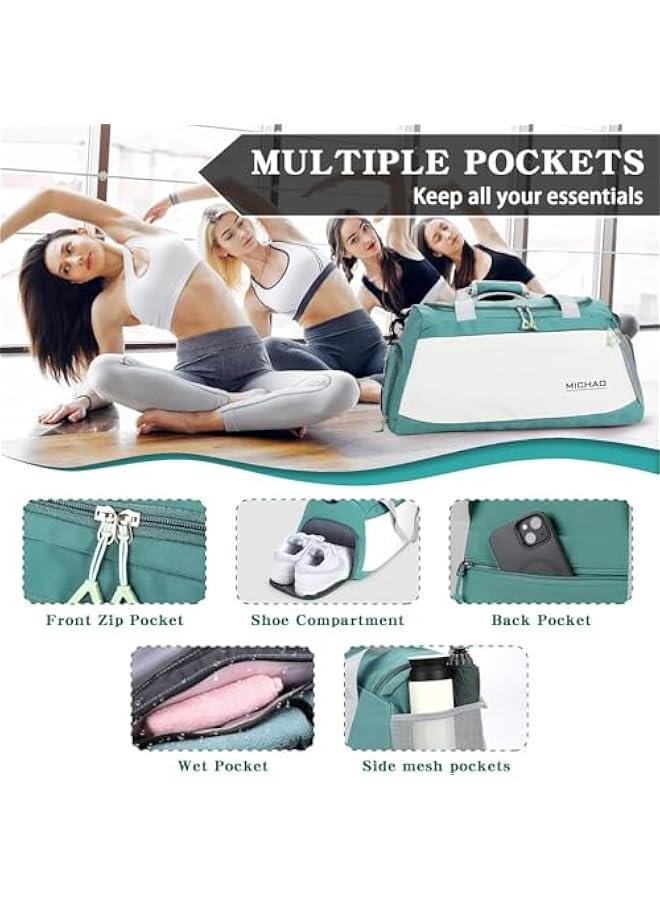 HOOKOR Large Gym Bag Duffel Bag, Sports Bag Travel Bags for Women Men with Shoes Compartment and Waterproof Wet Pockets, Sports Bags for Sport Traveling Swimming Yoga Hiking Camping, Green (Green) - Image 3