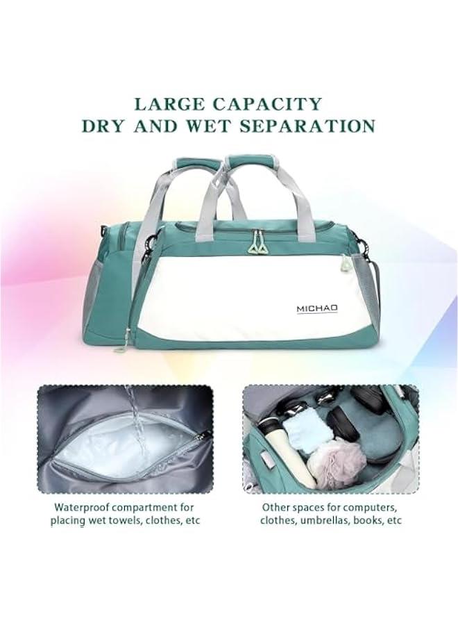 HOOKOR Large Gym Bag Duffel Bag, Sports Bag Travel Bags for Women Men with Shoes Compartment and Waterproof Wet Pockets, Sports Bags for Sport Traveling Swimming Yoga Hiking Camping, Green (Green) - Image 4