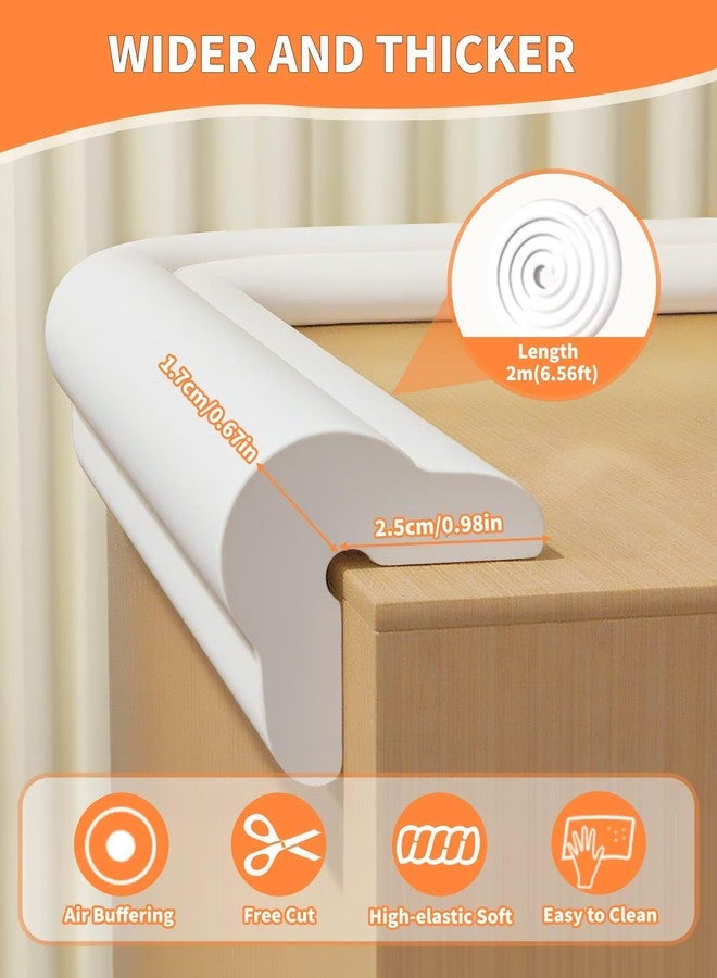 QYV Edge Protector for Baby Proofing, 6.6FT 0.67’’Th L-Shape Air Buffering Soft NBR Rubber Foam Furniture Edge Bumper Guards with 6 Corners, Pre-Taped, Thick Table Bumper Guard for Babies (White) - Image 2