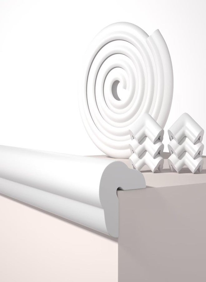 QYV Edge Protector for Baby Proofing, 6.6FT 0.67’’Th L-Shape Air Buffering Soft NBR Rubber Foam Furniture Edge Bumper Guards with 6 Corners, Pre-Taped, Thick Table Bumper Guard for Babies (White) - Image 1