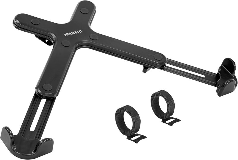 Mount-It! Laptop VESA Mount Tray for Monitor Arms – VESA Laptop Tray Fits Up to 17" Notebooks – Adjustable Holder with Safety Strap, Ventilated Cooling Design, and Secure Ledge Stopper (Black) - Image 1