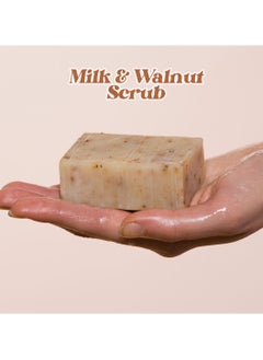 ALIF NATURALS Milk and walnut scrub Organic and Handmade Soap for Face and Body Cleanser  | 125g | Pack of 3  - Image 2