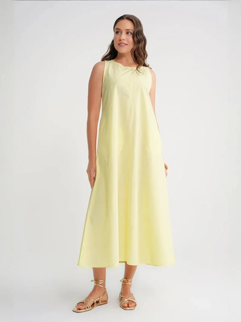 MixRay Mixray Relaxed Fit Maxi Dress with Button Closure and Pockets