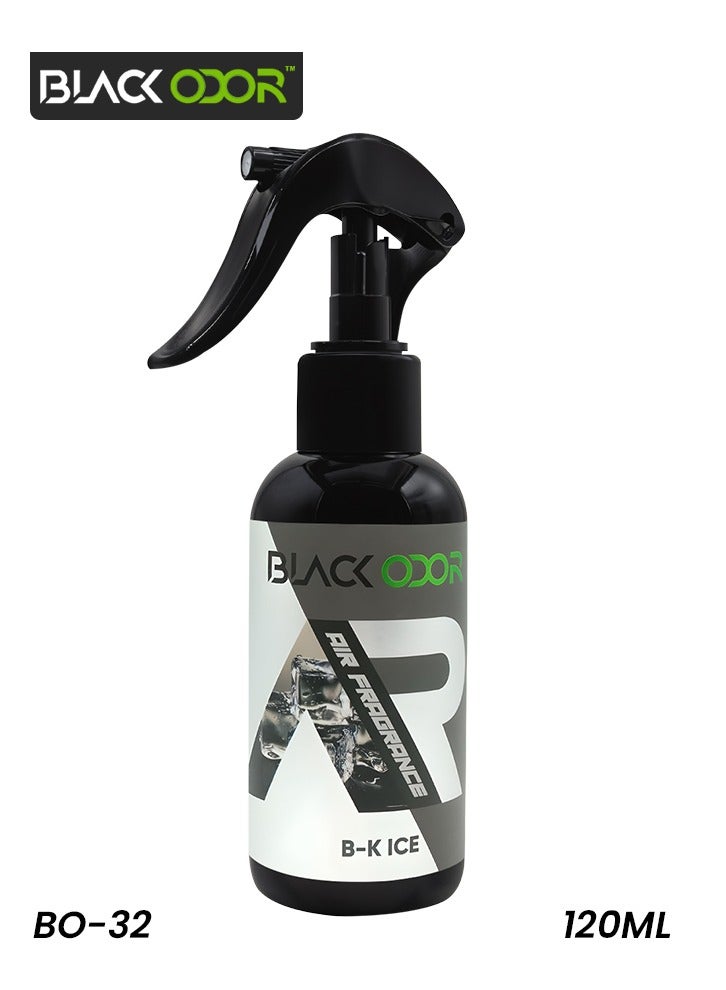 Black Odor Air Freshener Spray 120ml - B-K ICE, Odor Eliminator, Essential Oil-Based, Non-Aerosol, Home, Car, Office Use - BO-32 - Image 1