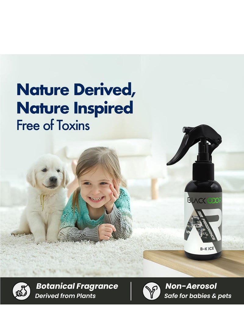 Black Odor Air Freshener Spray 120ml - B-K ICE, Odor Eliminator, Essential Oil-Based, Non-Aerosol, Home, Car, Office Use - BO-32 - Image 5