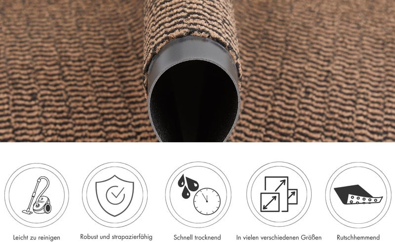 ANDIAMO Easy Doormat for Indoor and Covered Outdoor Use with Non-Slip Backing 40 x 60 cm Brown - Image 4