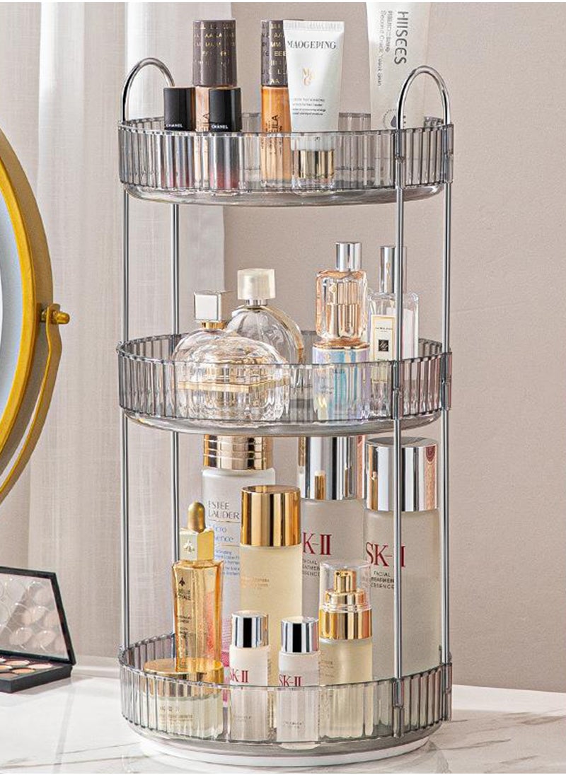 Sharpdo Rotating Makeup Organizer for Vanity,High-Capacity Skincare Clear Make Up Storage Perfume Organizers Cosmetic Dresser Organizer Countertop 360 Spinning(3 Tier-Grey)  - Image 1