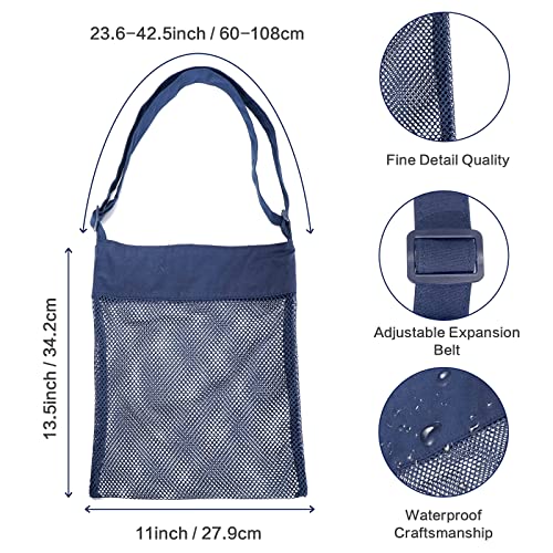 RIMOBUL Sand Away Beach Treasures Seashell Pocket Mesh Bags - Set of 2 (Large) (Navy Blue) - Image 2