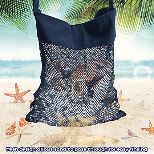 RIMOBUL Sand Away Beach Treasures Seashell Pocket Mesh Bags - Set of 2 (Large) (Navy Blue) - Image 3