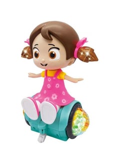 Yijun 360 Degree Rotating Musical Dancing Girl Doll with Flashing Lights and Bump (Multicolour)  - Image 1