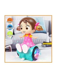 Yijun 360 Degree Rotating Musical Dancing Girl Doll with Flashing Lights and Bump (Multicolour)  - Image 2
