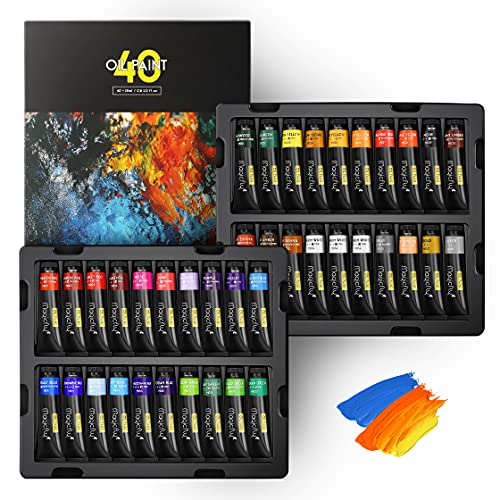 Magicfly Oil Paint, 40pcs (18ml/0.6oz), Rich Pigments, Vibrant, Non Toxic Paints for Professional Artist, Hobby Painters & Kids, Ideal for Canvas Painting, Packaged in Exquisite Box for Gift - Image 1