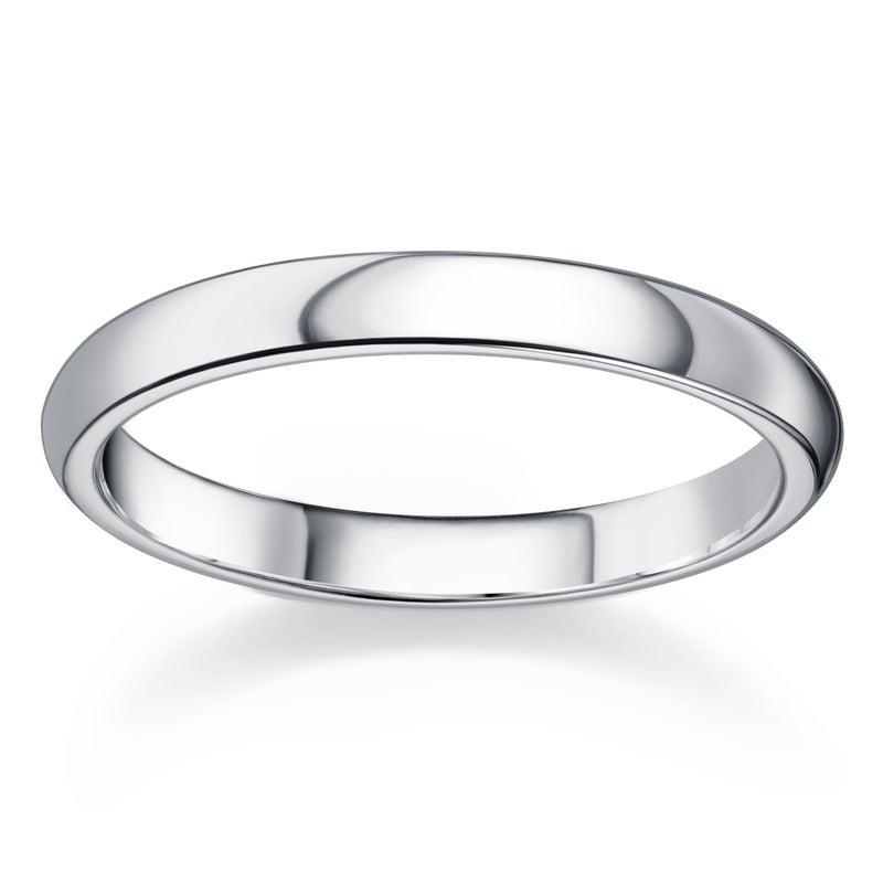 Florideco 3mm Stainless Steel Ring Wedding Bands for Women Mens Ring Wedding Band Plain Dome High Polished Size 9 - Image 1