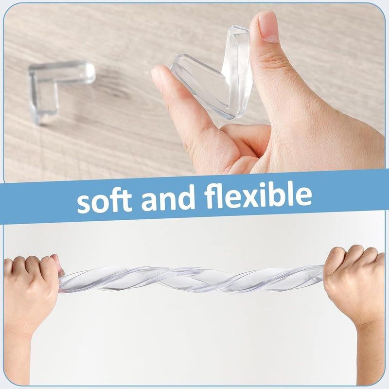 POIKSHARK Edge Corner Protector Baby Proofing 18ft (5.5M) with 8 Corners, Clear Soft Corner Protectors Baby Proof, Furniture Corner Guard & Edge Safety, Edge Protector for Table and Fireplace - Image 3