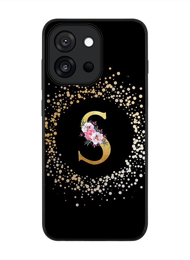 For OnePlus 13s / 13T Case,Slim fit Camera Protection, Shockproof Thin Phone cover  - Custom Monogram Floral - S ( Black )