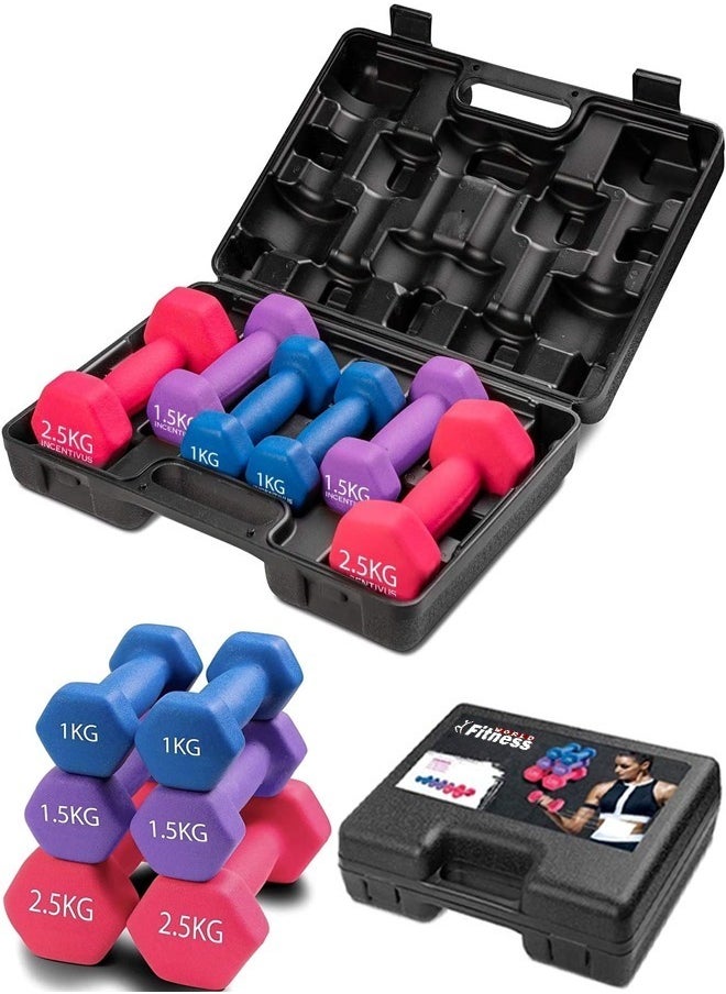 Fitness World - Dumbbell set, 10 kg, multicolor, A bag of dumbbells and weights from Fitness World - Image 1