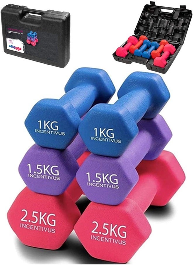 Fitness World - Dumbbell set, 10 kg, multicolor, A bag of dumbbells and weights from Fitness World - Image 1