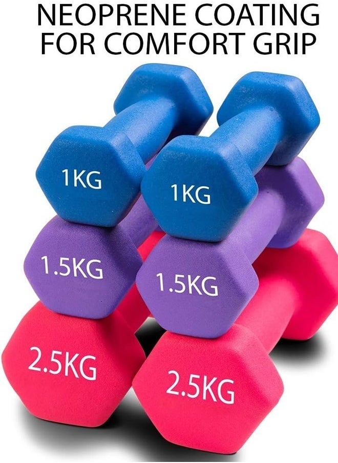 Fitness World - Dumbbell set, 10 kg, multicolor, A bag of dumbbells and weights from Fitness World - Image 1