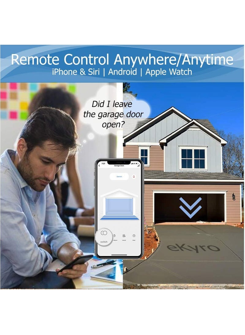 LAESO Tuya WIFI Smart Garage Door Opener Remote Controller, Smartphone App Control, Compatible with Alexa, Google Home, iPhone, Siri, Android, Door Left Open Alert, Door Security Systems, No Hub Required - Image 2