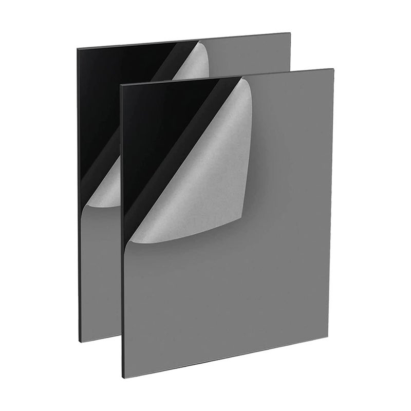 QEEYON 2 Pcs Black Acrylic Sheets A3 2mm Black Gloss Acrylic Plastic Sheet Panel with Protective Paper for Sign DIY Craft Cutting Painting Photography Display Stand A3297x 42cm