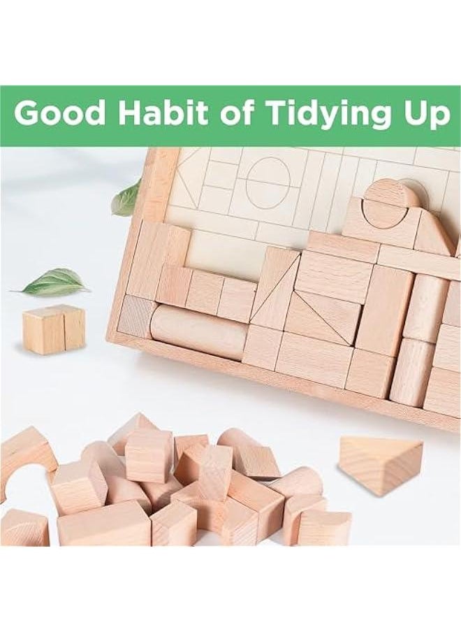Arabest Kid Wooden Building Block Set, Toddler Natural Wood Block Montessori Learning Toy, Large Hardwood Stacking Brick Castle Unit, Preschool Classroom Gift 2 3 4 5 6 8 Year Old Boy Girl Child  - Image 5