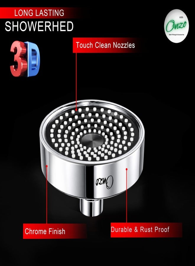 Onzo Diamond Round 4-Inch ABS Overhead Rain Shower Head | 360 Adjustable Swivel Ball Joint | Chrome Finish | Durable & Rust-Proof High-Pressure Bathroom Shower - Image 5
