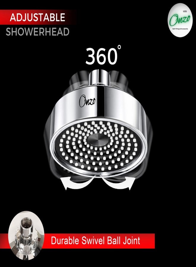 Onzo Diamond Round 4-Inch ABS Overhead Rain Shower Head | 360 Adjustable Swivel Ball Joint | Chrome Finish | Durable & Rust-Proof High-Pressure Bathroom Shower - Image 2