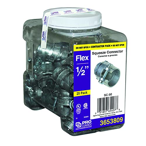 Sigma Electric SIGMA ENGINEERED SOLUTIONS ProConnex 1/2" Flex Squeeze Connector Conduit Fitting, 25-pack - Image 4