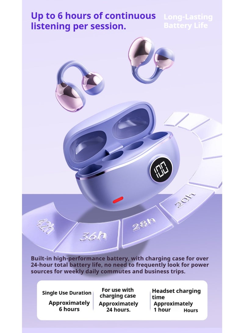 FREE & CLEAR Free Clip M91 Wireless Sports Bluetooth Headset Futuristic Aesthetic Design Feather-Like Painless Wearing Open-ear Listening Super long Battery Life V5.4 Bluetooth Chip Design Stable And Fast, Purple - Image 5