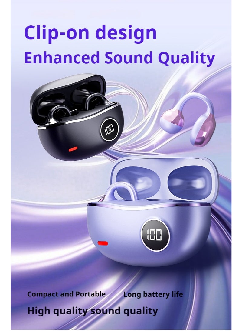 FREE & CLEAR Free Clip M91 Wireless Sports Bluetooth Headset Futuristic Aesthetic Design Feather-Like Painless Wearing Open-ear Listening Super long Battery Life V5.4 Bluetooth Chip Design Stable And Fast, Purple - Image 3