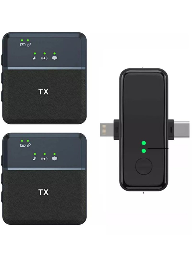 Tx 3-in-1 Wireless Microphone for iPhone & Type-C Devices – Dual Mic System for Clear Audio Recording and Streaming - Image 1