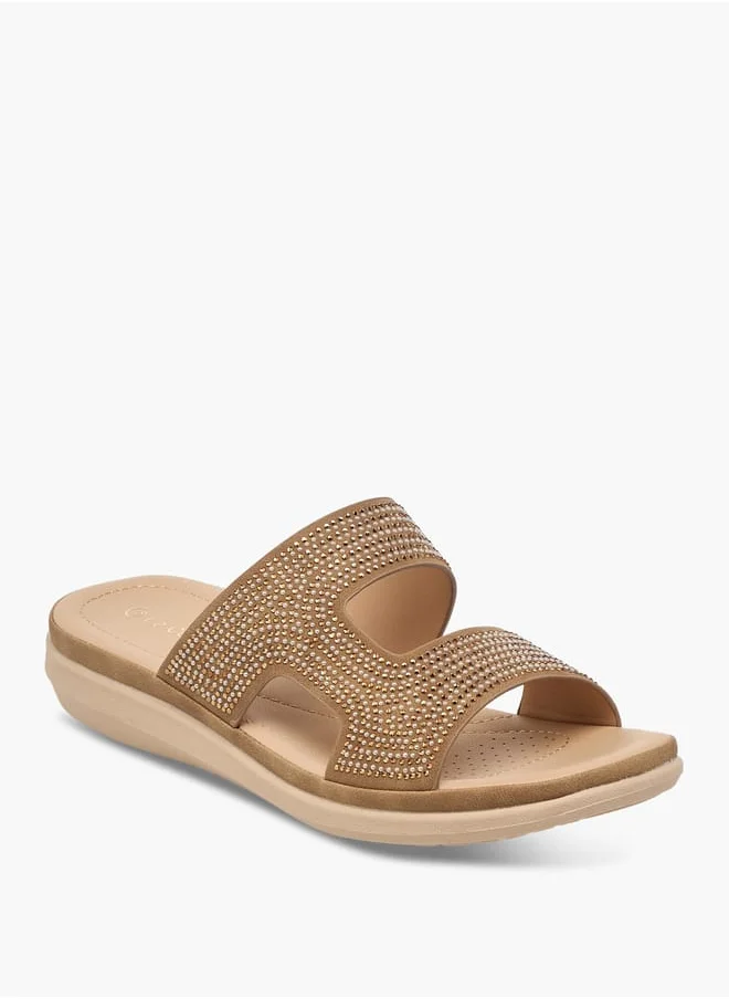 لو كونفورت Women's Embellished Slip-On Strap Sandals