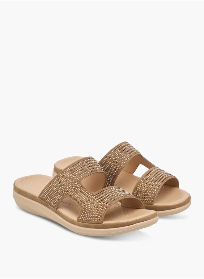 لو كونفورت Women's Embellished Slip-On Strap Sandals