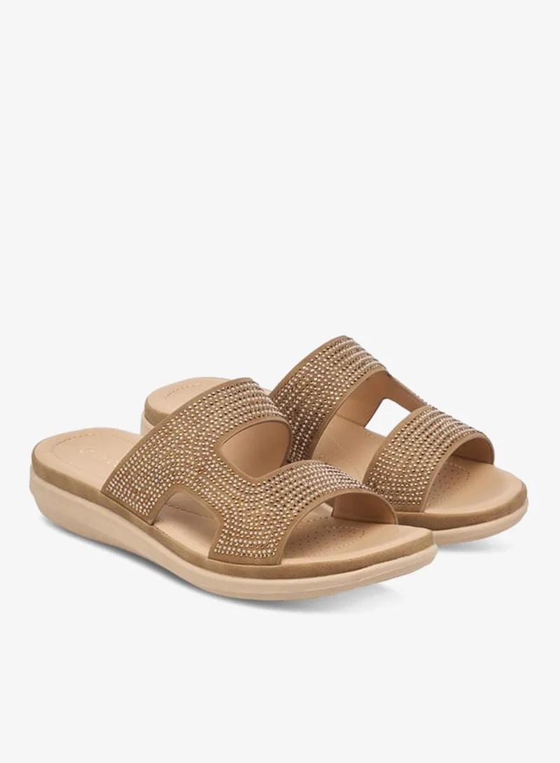 Le Confort TAUPE Women's Embellished Slip-On Strap Sandals for Women | Best Price UAE