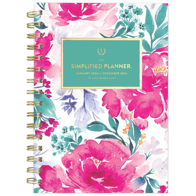 AT-A-GLANCE 2026 Planner, Simplified by Emily Ley, Weekly & Monthly, 5.5" x 8.5", Small, English Garden (EL46-200-26) - Image 1
