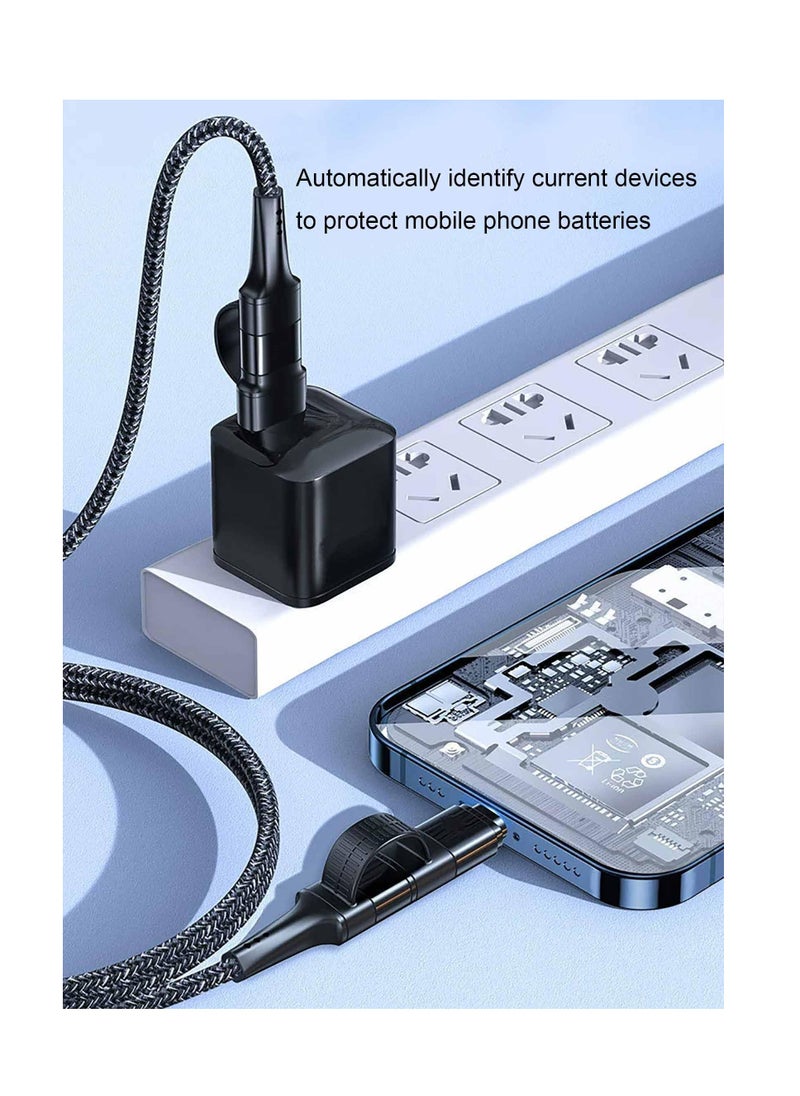Excefore - USB C Multi Charging Cable, 4FT 60W 4-in-1 USB C to Multi Charging Cable Combo, IP/Type C/USB A Ports Fast Charging Cord, for Laptop/Tablet/Phone and More - Image 1