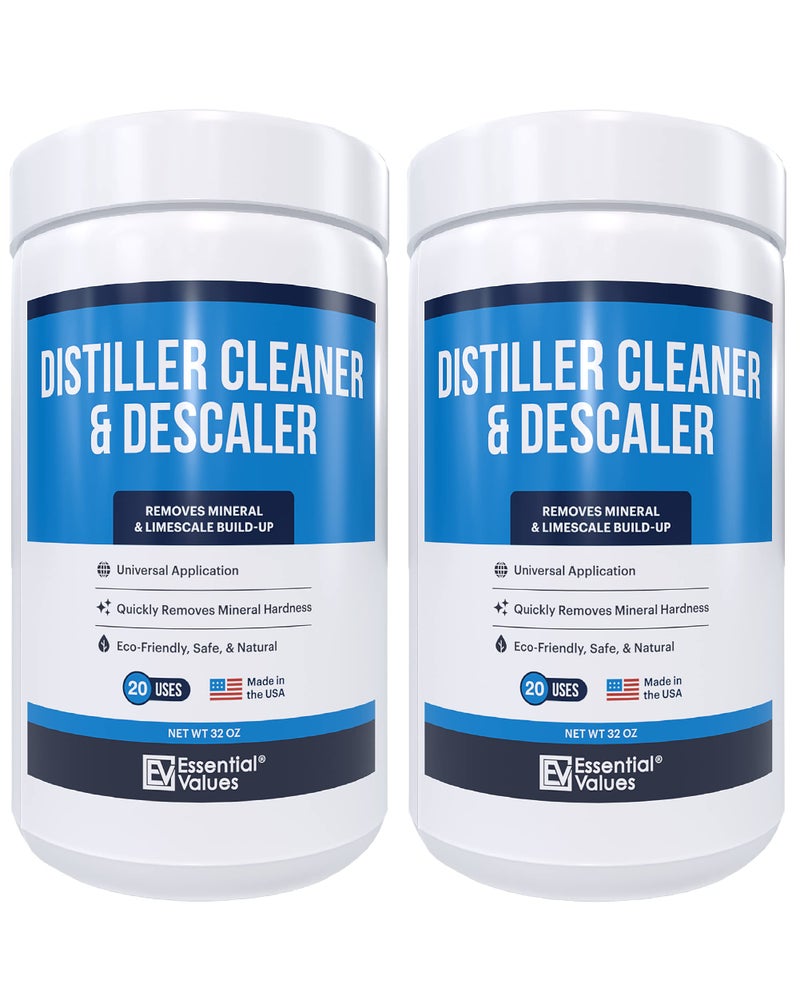 Essential Values Universal Descaler - Espresso Descaling Solution - Coffee Machine Cleaner - Critic Acid Tea Kettle Urn Water Distiller Cleaner - Manufactured in USA - 2 Pack - Image 1