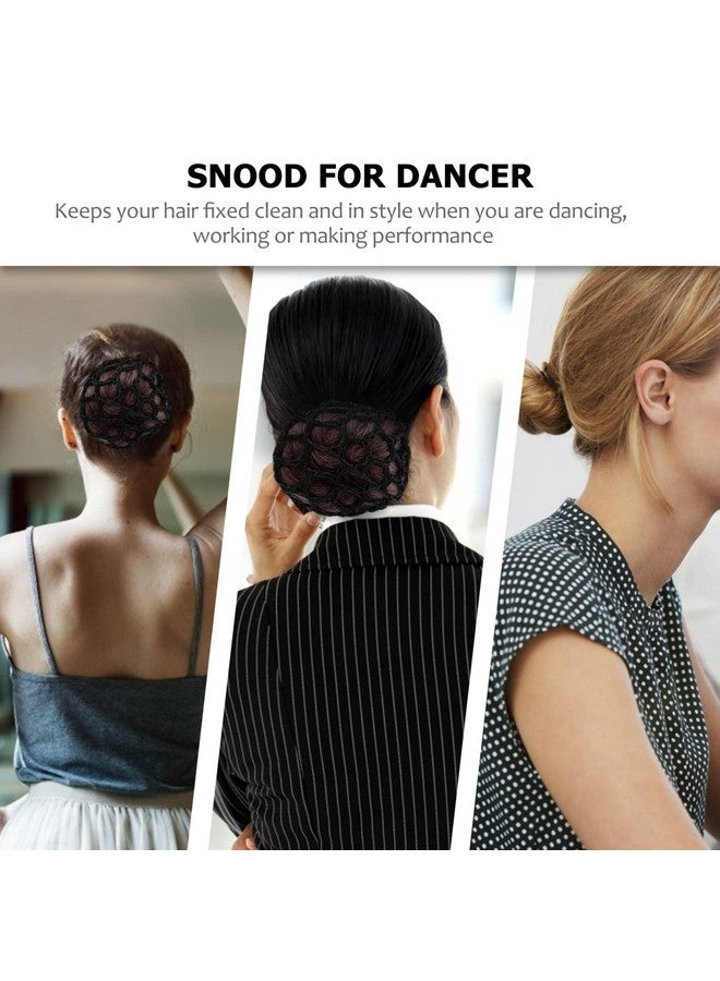 KALLORY Ballet Bun Cover Hair Bun Cover Handmade Crochet Snood Hair Net Elastic Hair Bun Net For Girls Women Ballet Dance Skating 8Pcs Black - Image 3