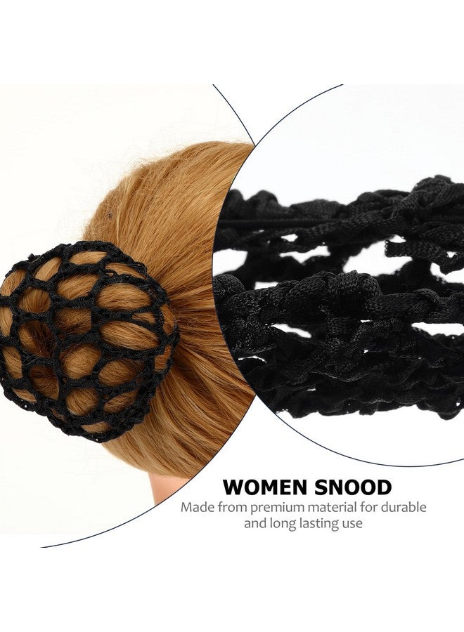 KALLORY Ballet Bun Cover Hair Bun Cover Handmade Crochet Snood Hair Net Elastic Hair Bun Net For Girls Women Ballet Dance Skating 8Pcs Black - Image 4