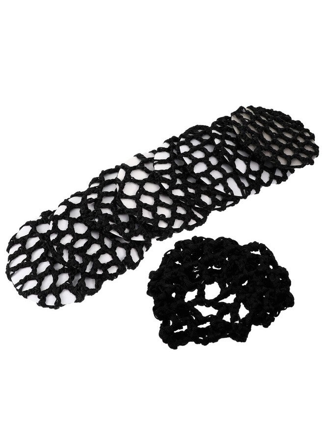 KALLORY Ballet Bun Cover Hair Bun Cover Handmade Crochet Snood Hair Net Elastic Hair Bun Net For Girls Women Ballet Dance Skating 8Pcs Black - Image 2