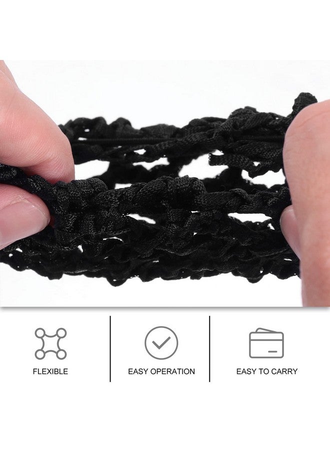 KALLORY Ballet Bun Cover Hair Bun Cover Handmade Crochet Snood Hair Net Elastic Hair Bun Net For Girls Women Ballet Dance Skating 8Pcs Black - Image 5