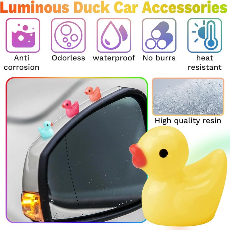 ecocstm 11 PCS Cute Duck Dashboard Decorations, Solid Color Duck Car Accessories, Rearview Mirror Adhesive Ornaments, Fun Duck Car Interior Decor, Car Decorations Interior Gulf climate fit - Image 2