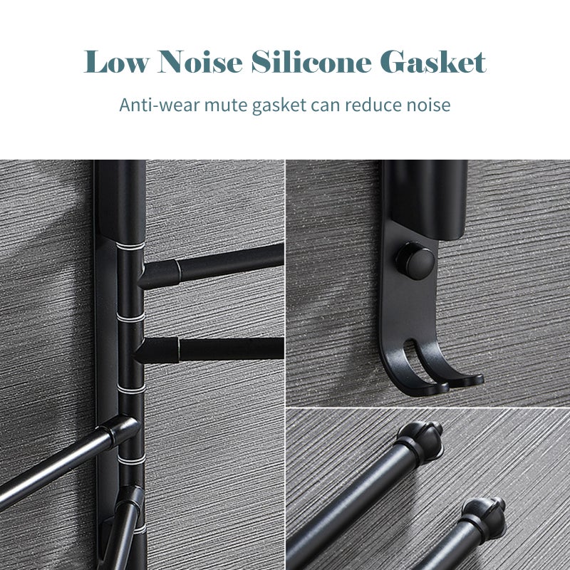 Swivel Out Towel Racks with Hooks 4-Bars Foldable Arms Bath Towel Hanger Wall Mount Towel Bar Aluminum Towel Holder Organizer for Bathroom Kitchen - Image 4