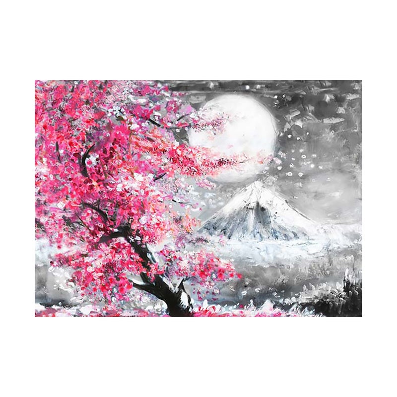 🏠 لوحة فنية جدارية لمشهد جبل فوجي بألوان وردية مجموعة قماش - Image 1